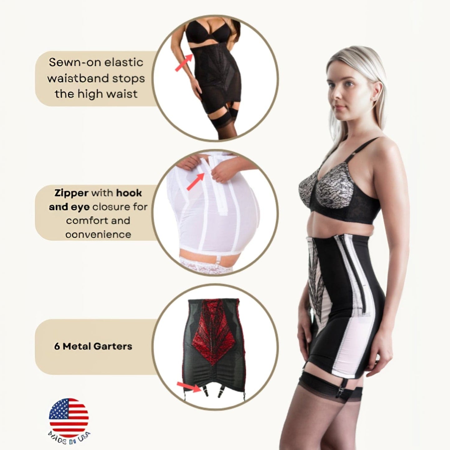 Style 1294 | Open Bottom Girdle Extra Firm Shaping | Zipper + Hook Closure | Sizes M–8X