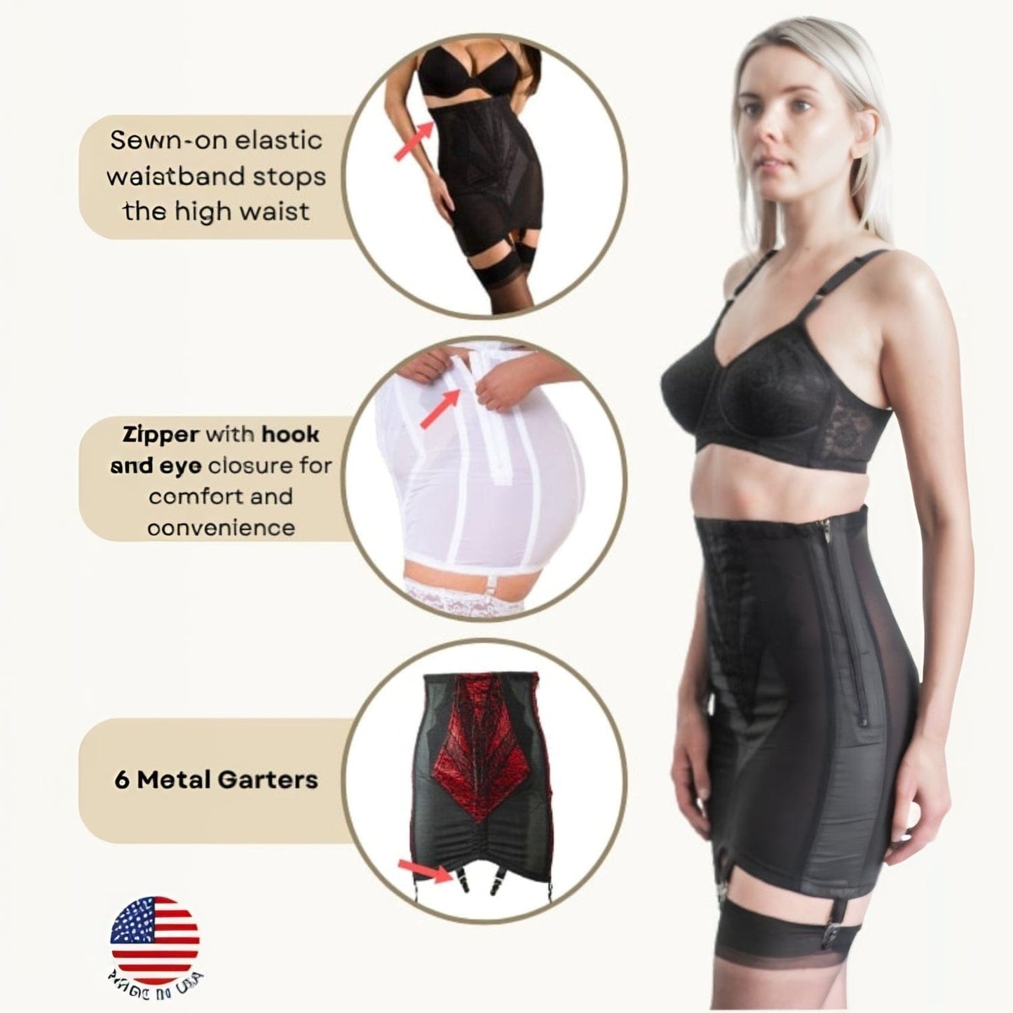 Style 1294 | Open Bottom Girdle Extra Firm Shaping | Zipper + Hook Closure | Sizes M–8X