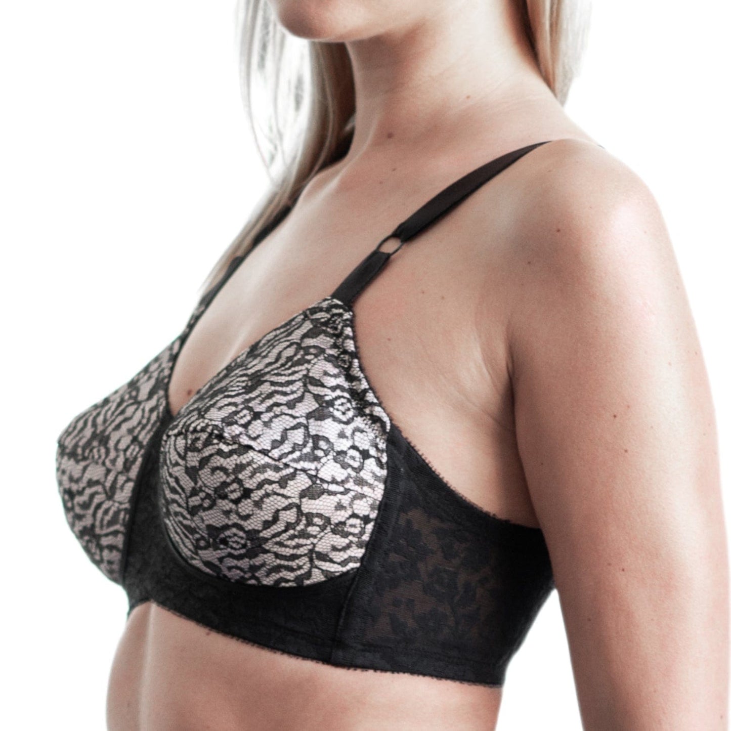 Style 2101 | Expandable Cup No Wire Long Line Shaper Bra - Pink Black
