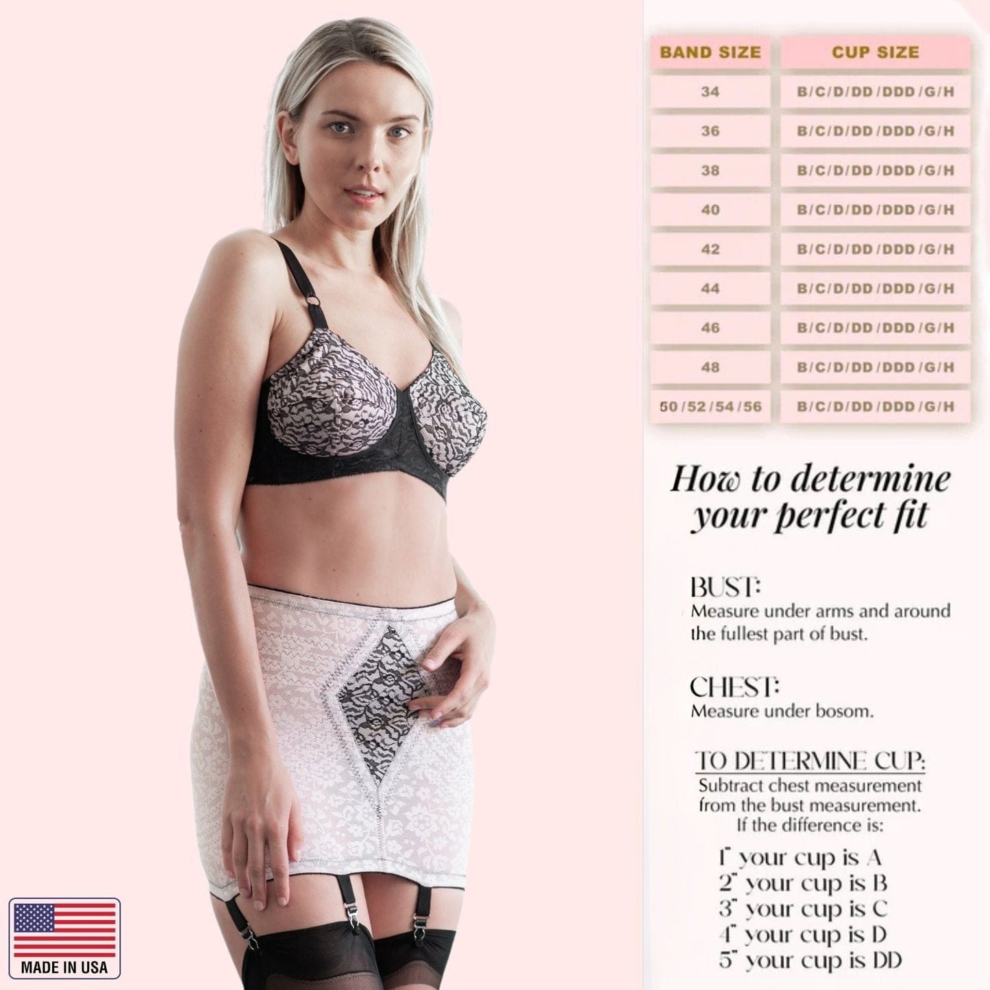 Style 2101 | Expandable Cup No Wire Long Line Shaper Bra - Pink Black