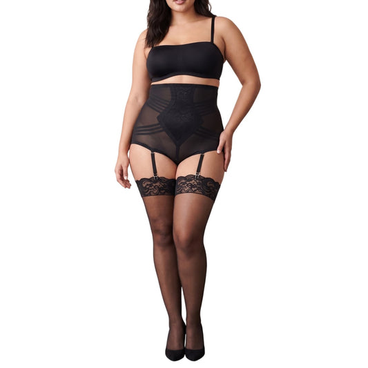 Style 6101 | High Waist Firm Shaping Panty with Zipper with Hook and Eye | Removable garters