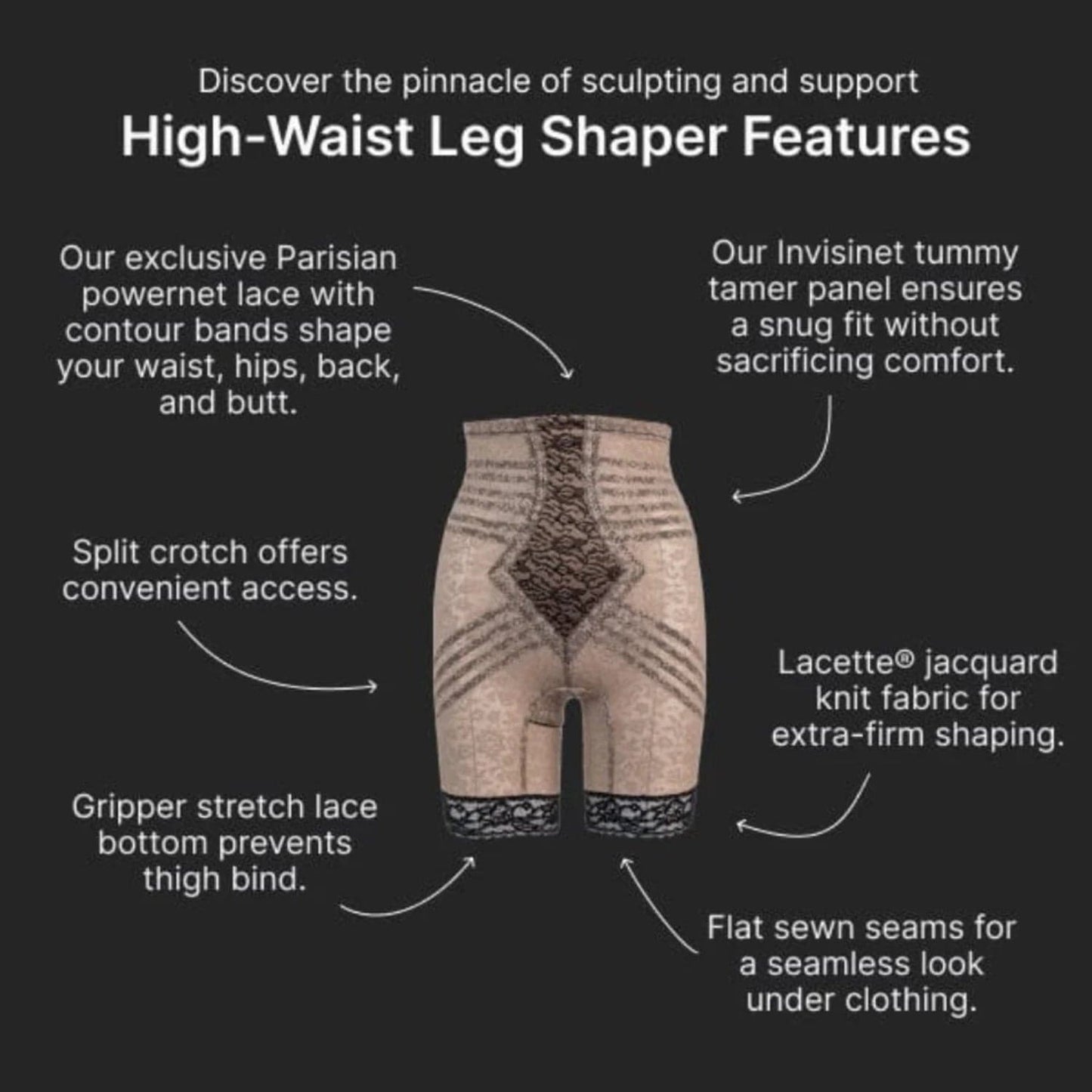 Style 6207 | No Roll High Waist Lace Thigh Slimmer with Extra Firm Support