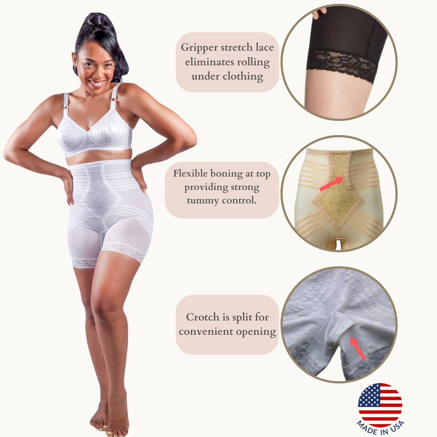 Style 6209 | Breathable High Waist Thigh Slimmer | No Roll Power Mesh Hourglass Shaper | Firm to Extra Firm Support