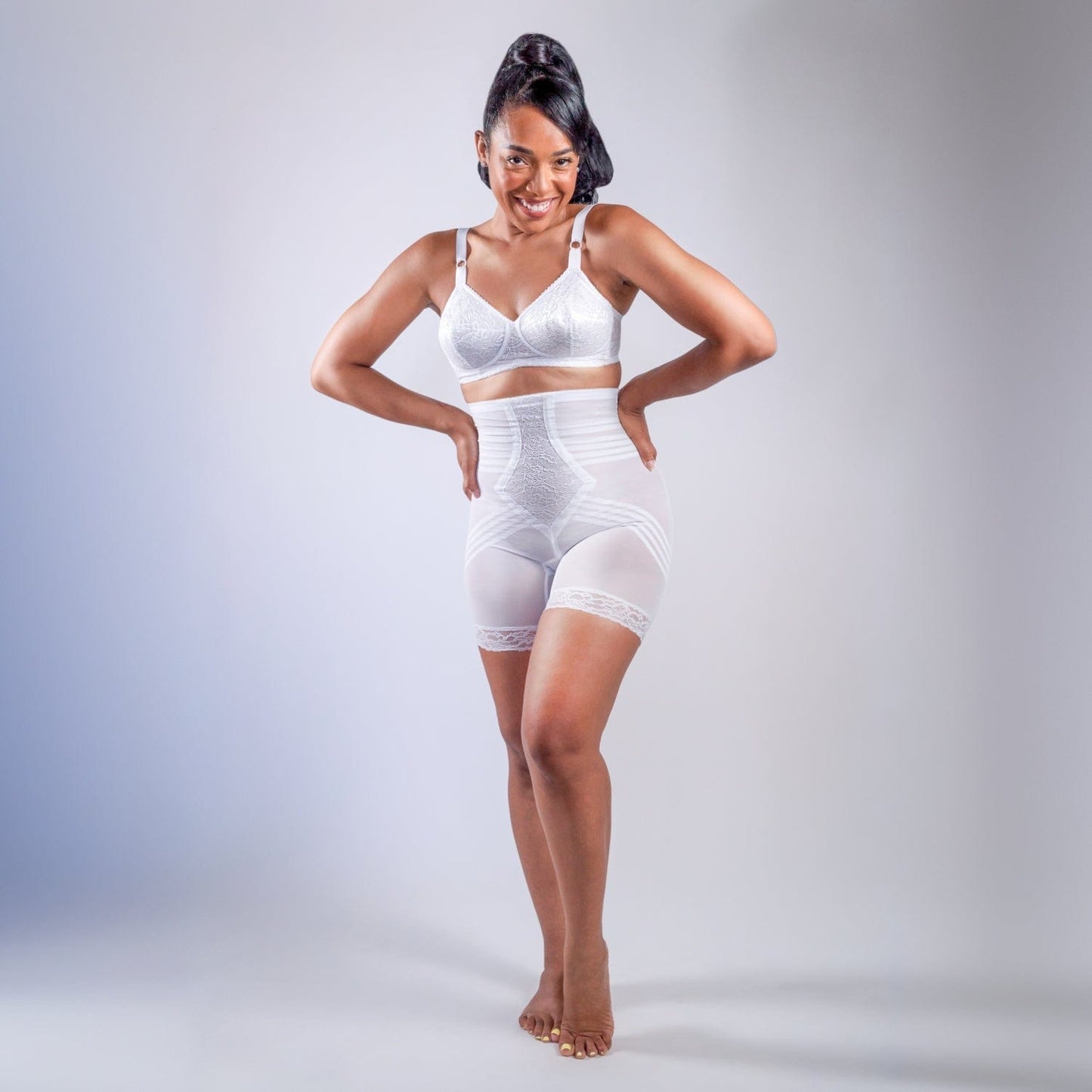 Style 6209 | Breathable High Waist Thigh Slimmer | No Roll Power Mesh Hourglass Shaper | Firm to Extra Firm Support
