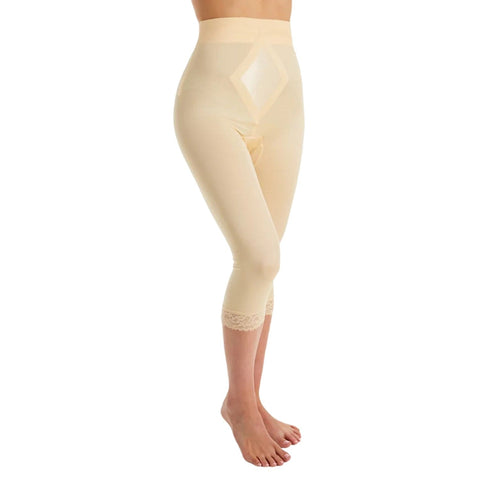 Style 6266 | High Waist Capri Pant Liner with Tummy Control Satin Panel| Memory Compression Fabric | Medium Support