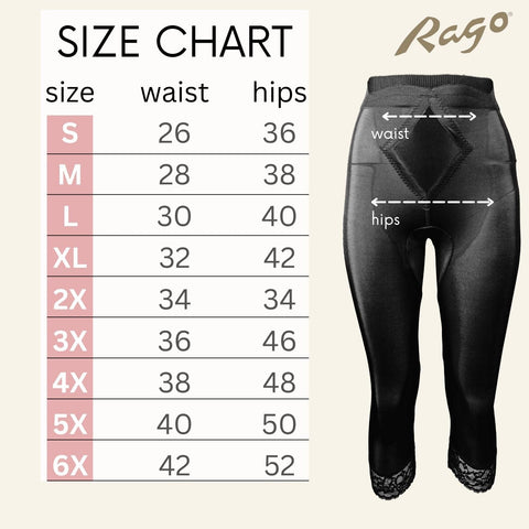 Style 6266 | High Waist Capri Pant Liner with Tummy Control Satin Panel| Memory Compression Fabric | Medium Support
