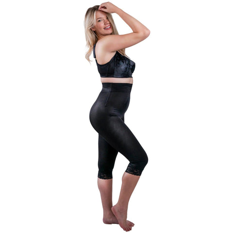 Style 6266 | High Waist Capri Pant Liner with Tummy Control Satin Panel| Memory Compression Fabric | Medium Support