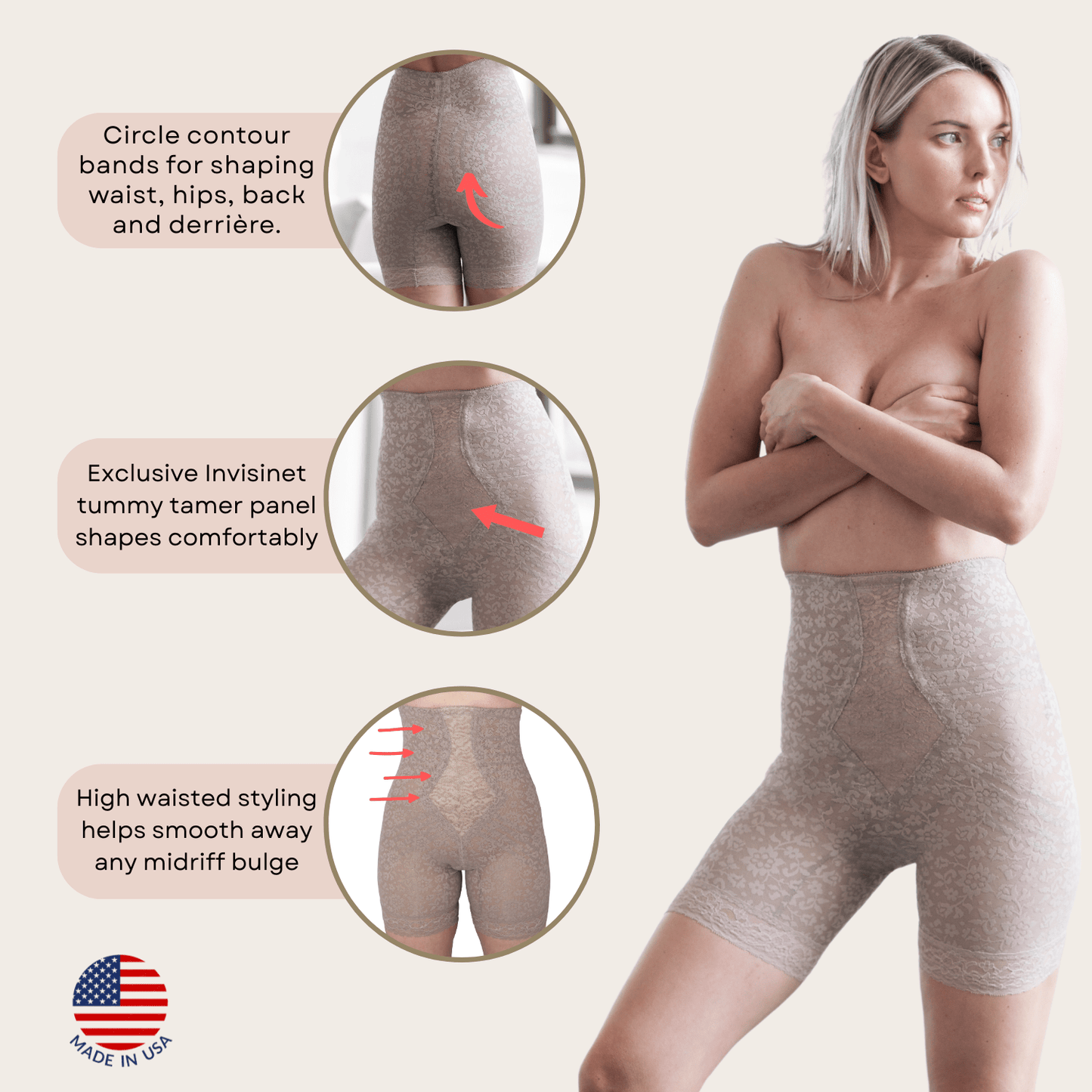Style 6207 | No Roll High Waist Lace Thigh Slimmer with Extra Firm Support
