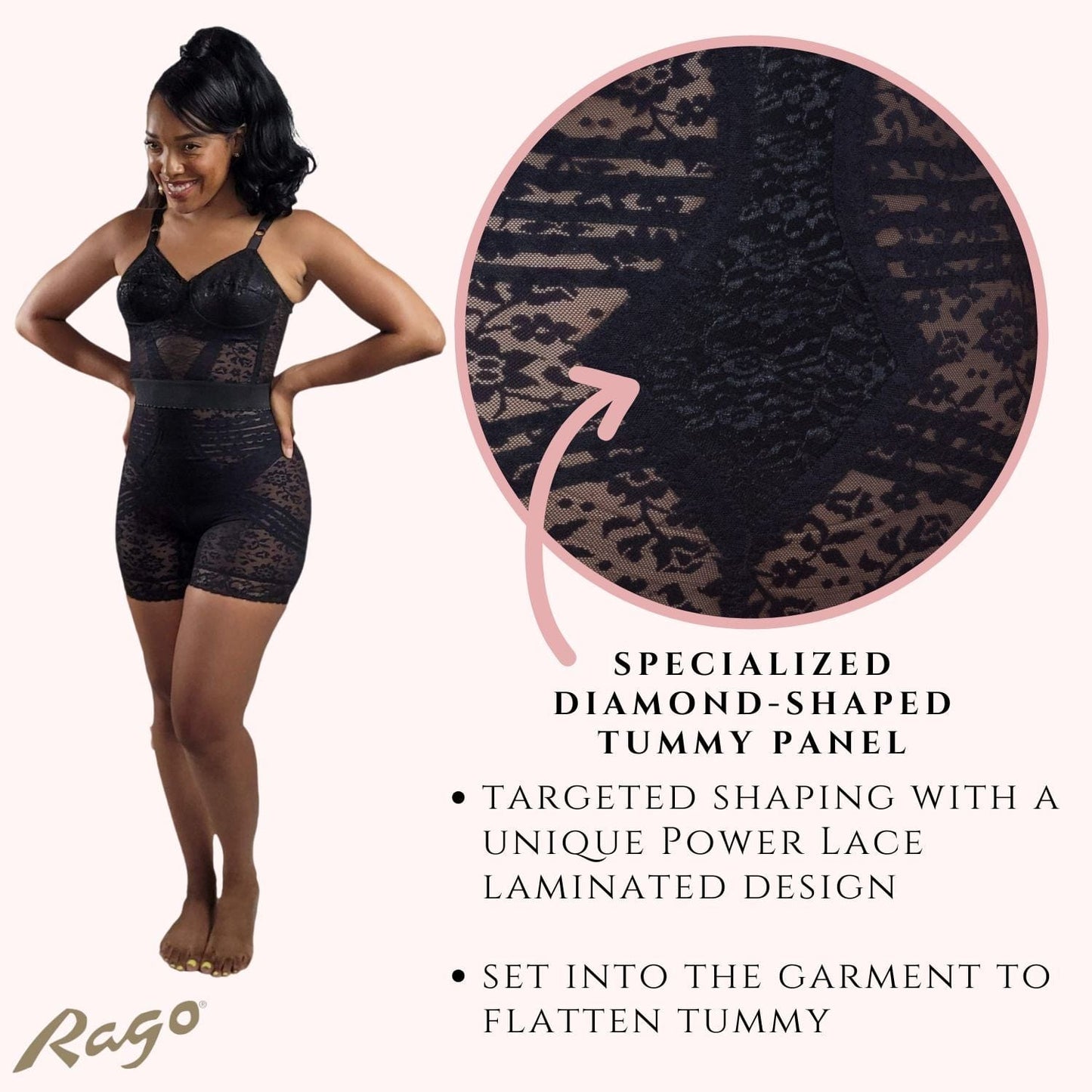 Style 6207 | No Roll High Waist Lace Thigh Slimmer with Extra Firm Support