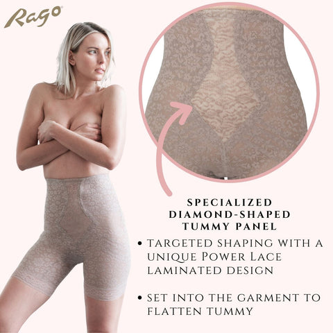Style 6207 |  No Roll High Waist Lace Thigh Slimmer with Extra Firm Support