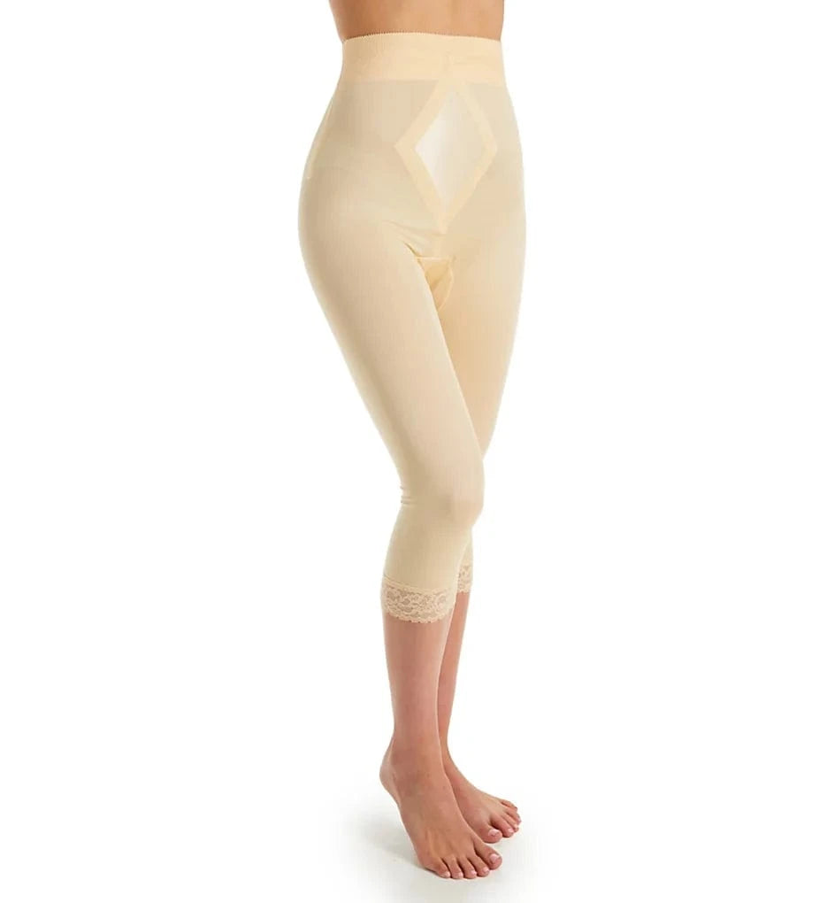 Style 6266 | High Waist Capri Pant Liner with Tummy Control Satin Panel| Memory Compression Fabric | Medium Support