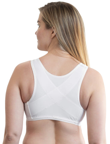 Style 9605 | Front Closure Back Support Bandeau Bra - White