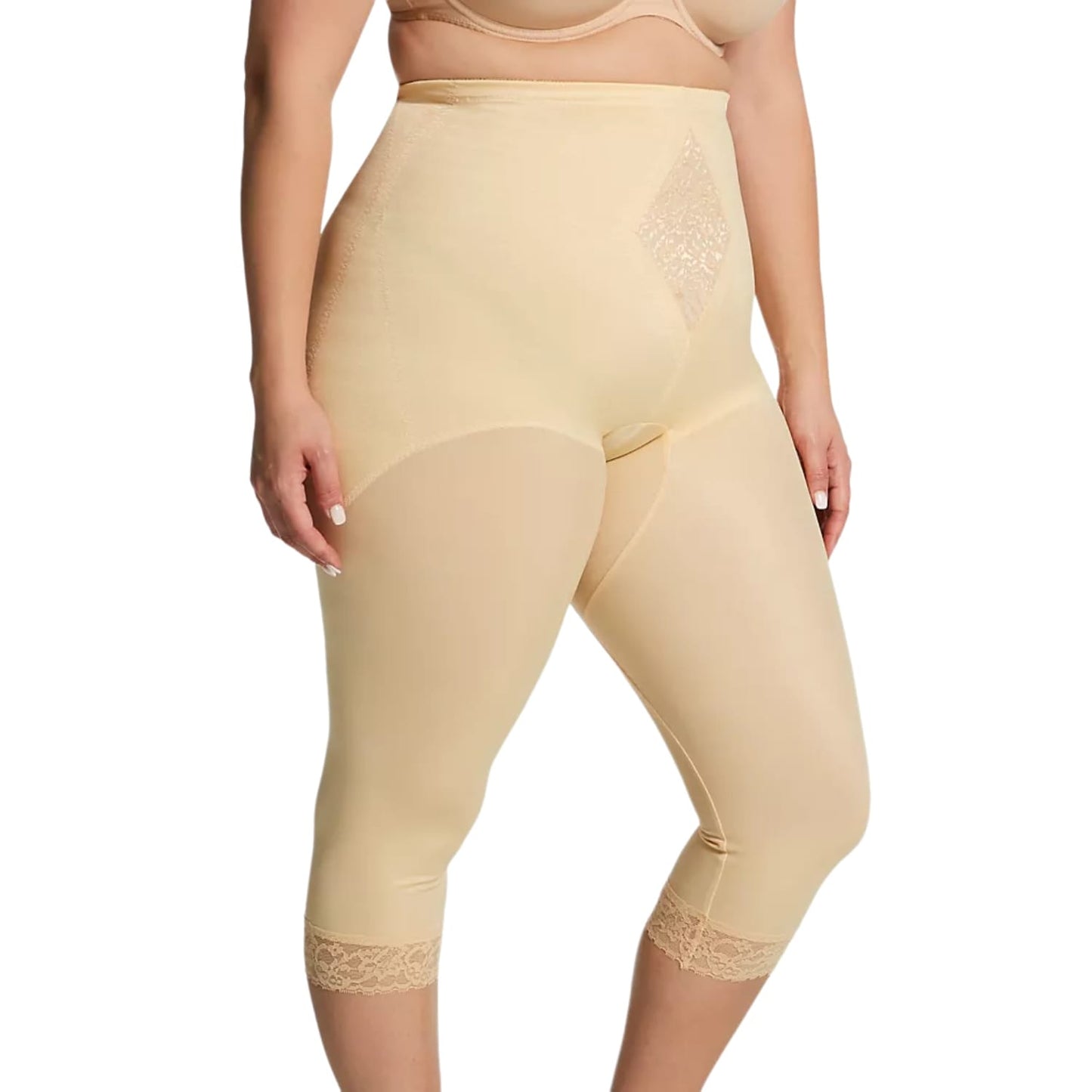 Style 6265 | Waistline Capri Pant Liner with Tummy Control Panel| Memory Compression Fabric | Medium Support