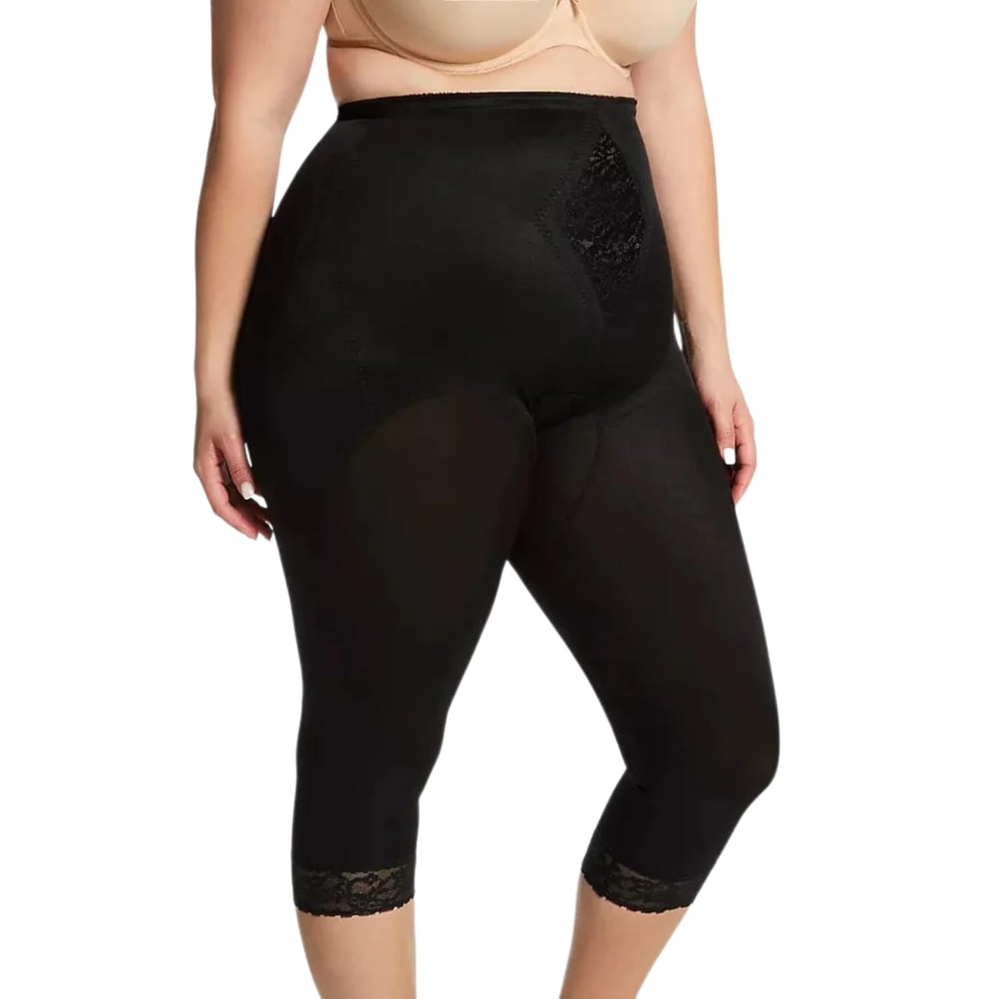Style 6265 | Waistline Capri Pant Liner with Tummy Control Panel| Memory Compression Fabric | Medium Support