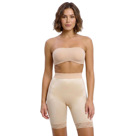Style 518 | High Waist Light Shaping Bike Short | Satin 4-Way Stretch with Built-In Panty
