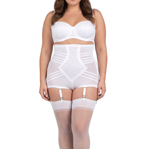 Style 6101 | High Waist Firm Shaping Panty with Zipper with Hook and Eye | Removable garters