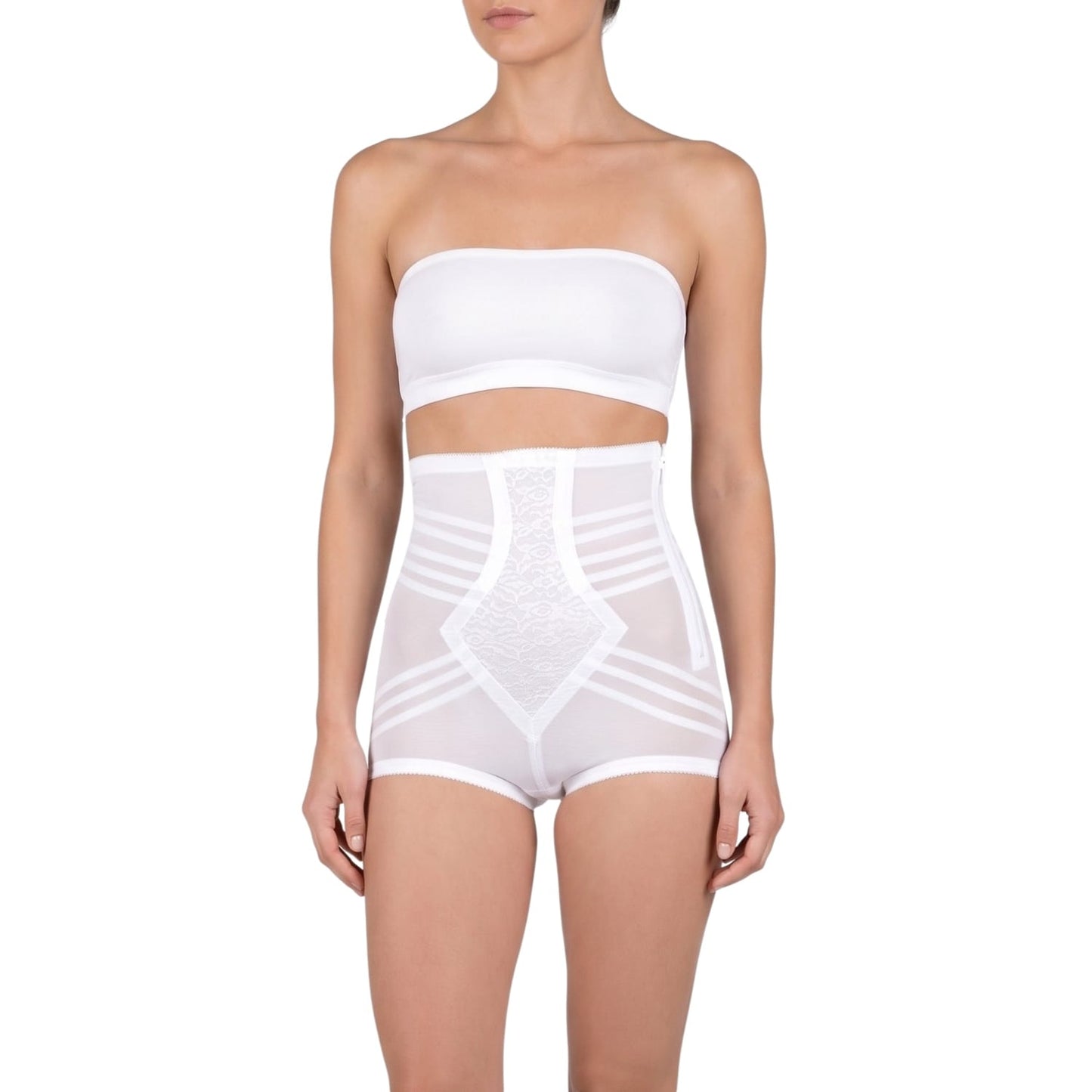 Style 6101 | High Waist Firm Shaping Panty with Zipper with Hook and Eye | Removable garters