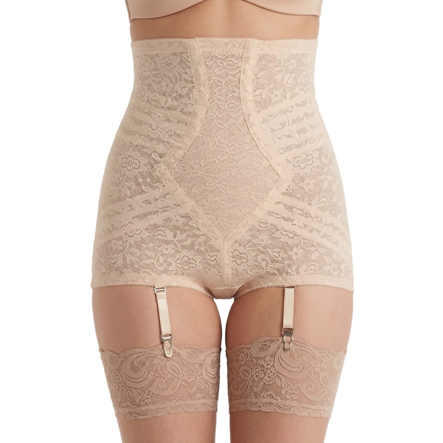 High Waist Extra Firm "No Roll" Panty Girdle with Detachable Garters | Style 6107