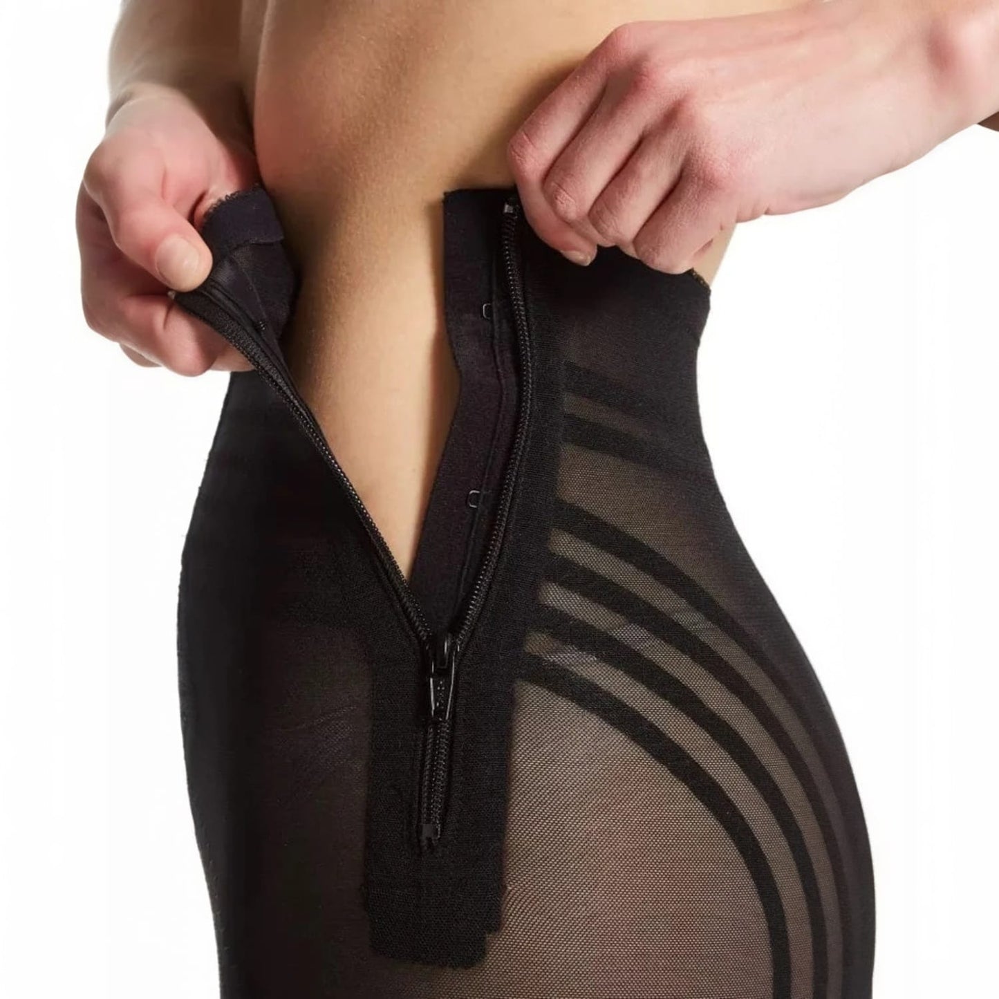 Style 6201 | Breathable High Waist Thigh Slimmer with Side Zipper | No Roll Power Mesh Hourglass Shaper | Firm to Extra Firm Support