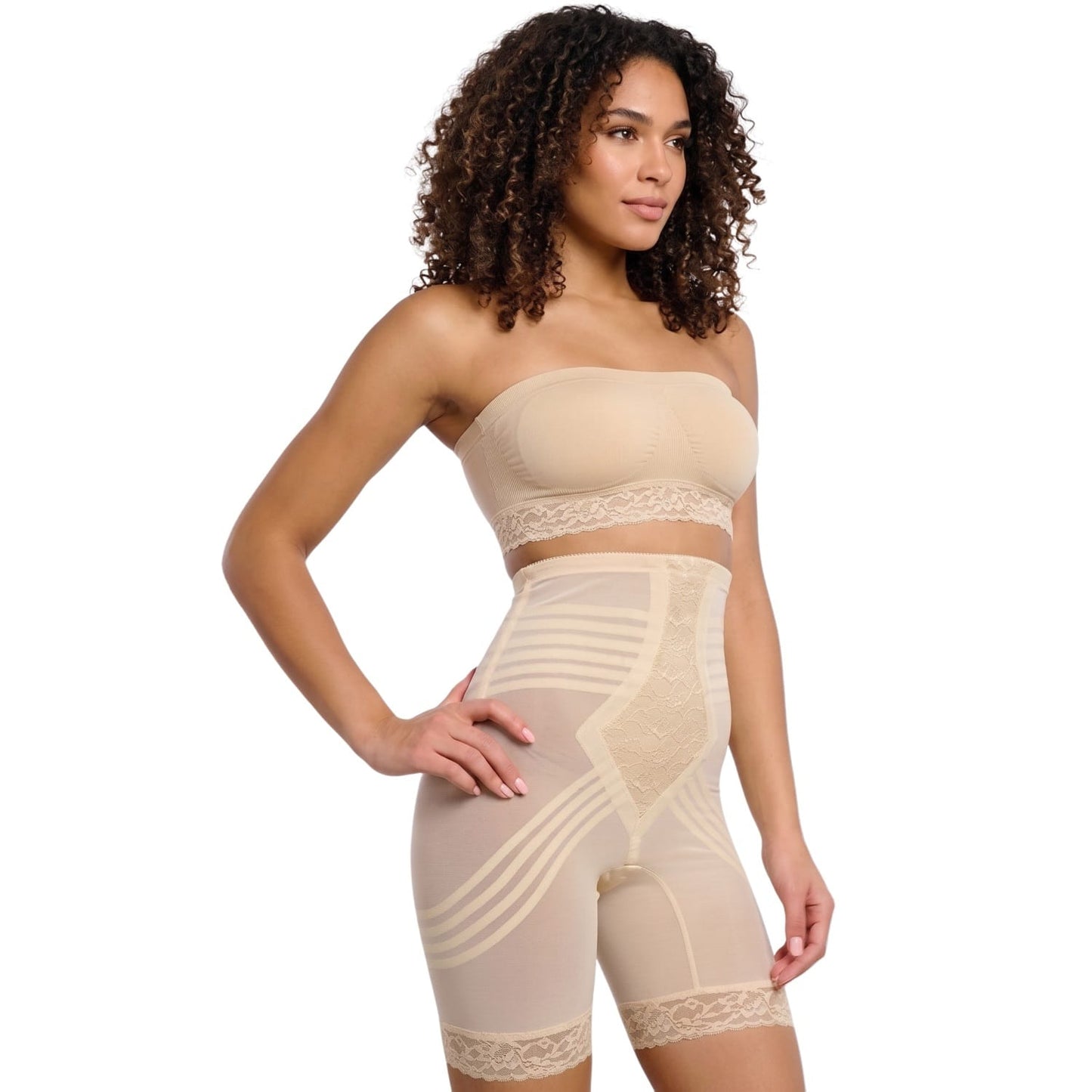 Style 6209 | Breathable High Waist Thigh Slimmer | No Roll Power Mesh Hourglass Shaper |  Firm to Extra Firm Support