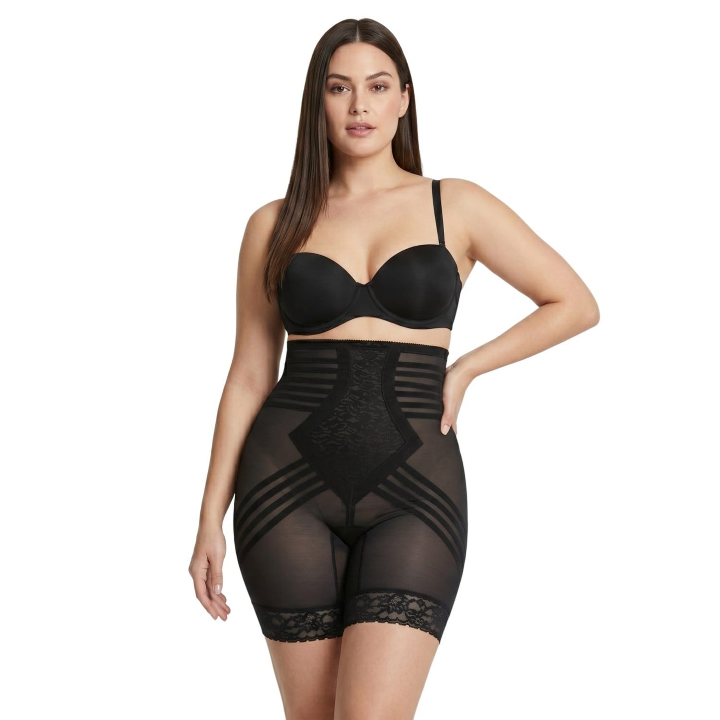 Style 6209 | Breathable High Waist Thigh Slimmer | No Roll Power Mesh Hourglass Shaper |  Firm to Extra Firm Support