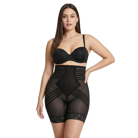 Style 6209 | Breathable High Waist Thigh Slimmer | No Roll Power Mesh Hourglass Shaper |  Firm to Extra Firm Support