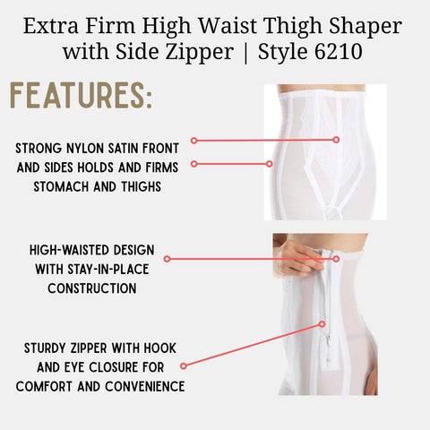 Style 6210 | High Waist Long Leg Shaper with Side Zipper |  Extra Firm Control