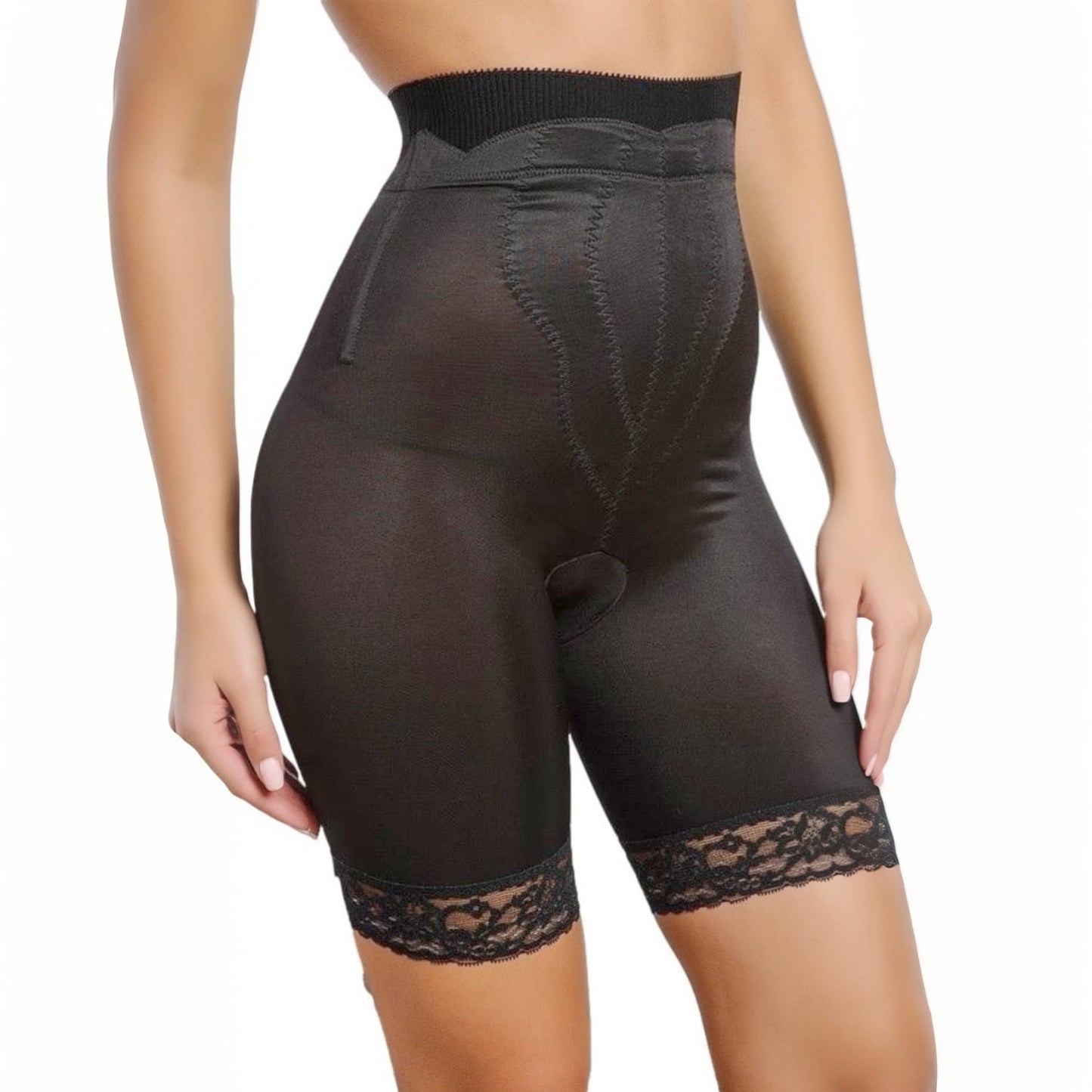 Style 6226 | High Waist Thigh Slimmer with Tulip Front Panel | Memory Compression Fabric | Medium Support