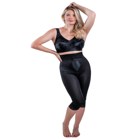 Style 6266 | High Waist Capri Pant Liner with Tummy Control Satin Panel| Memory Compression Fabric | Medium Support