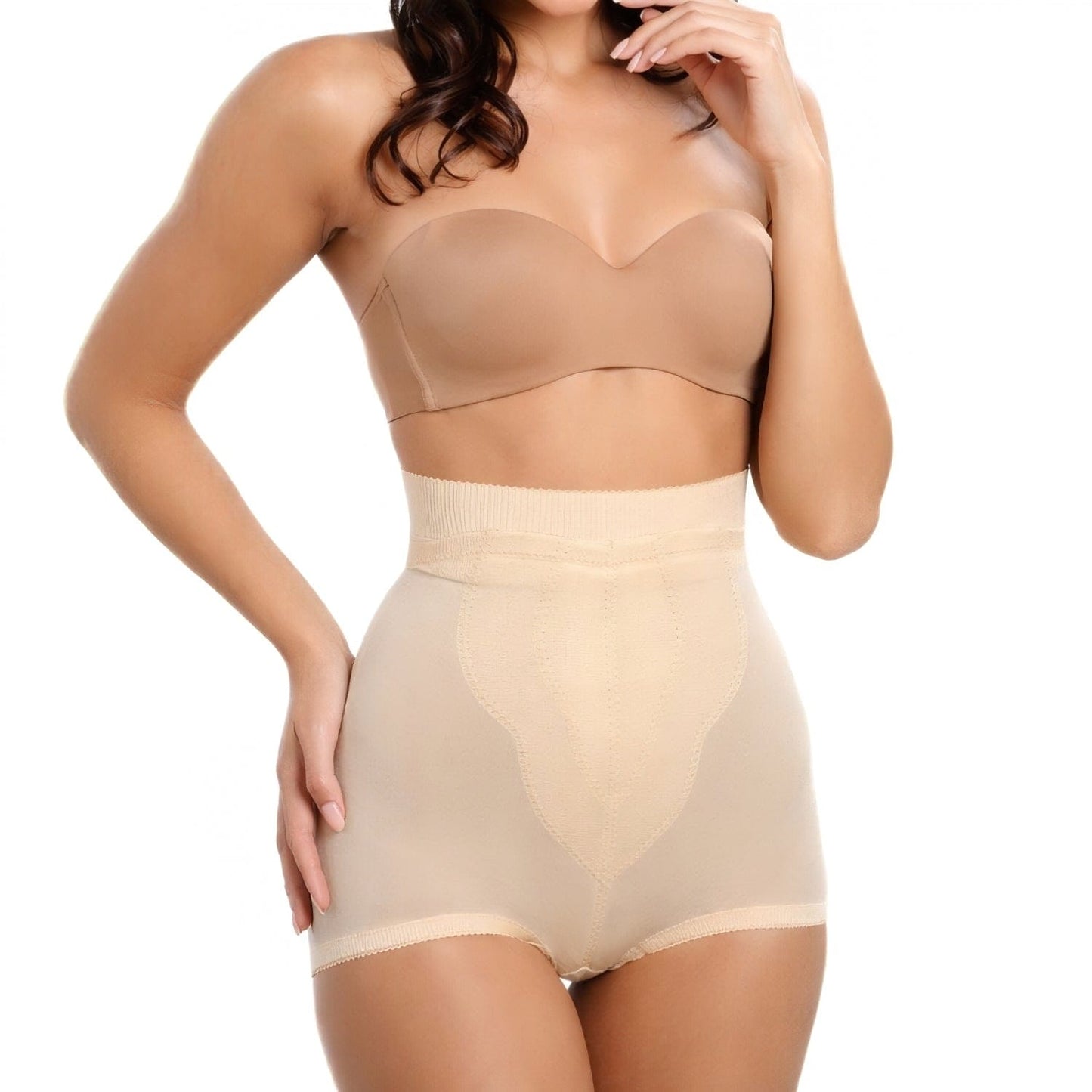 Style 6296 | High Waist Panty Brief with Tulip Front Panel | Memory Compression Fabric | Medium Support