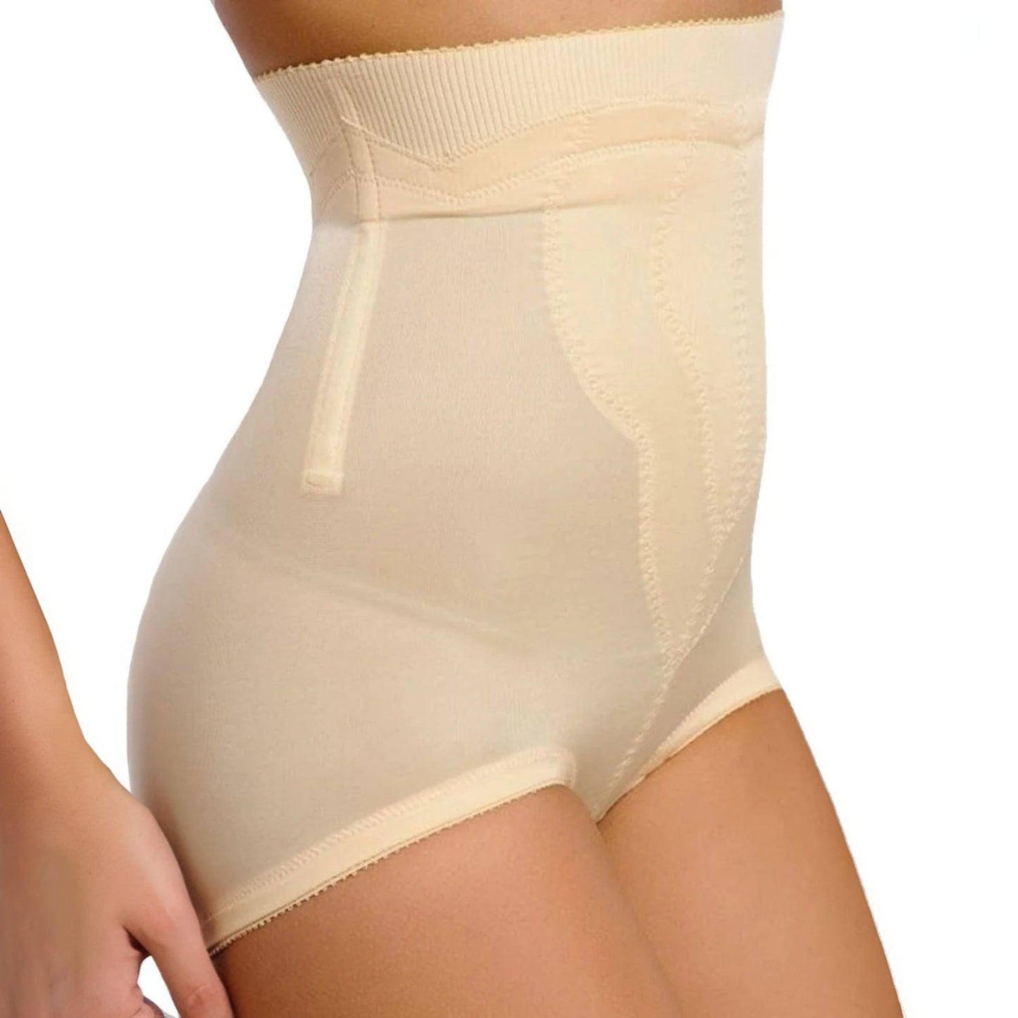 Style 6296 | High Waist Panty Brief with Tulip Front Panel | Memory Compression Fabric | Medium Support