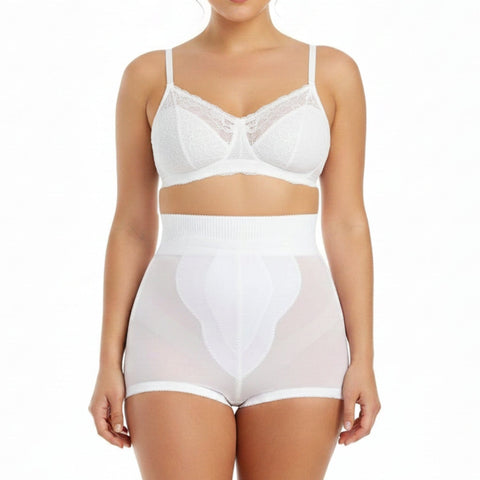 Style 6296 | High Waist Panty Brief with Tulip Front Panel | Memory Compression Fabric | Medium Support