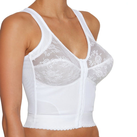 Style 9603 | Front Closure Back Support Long Line Bra - White