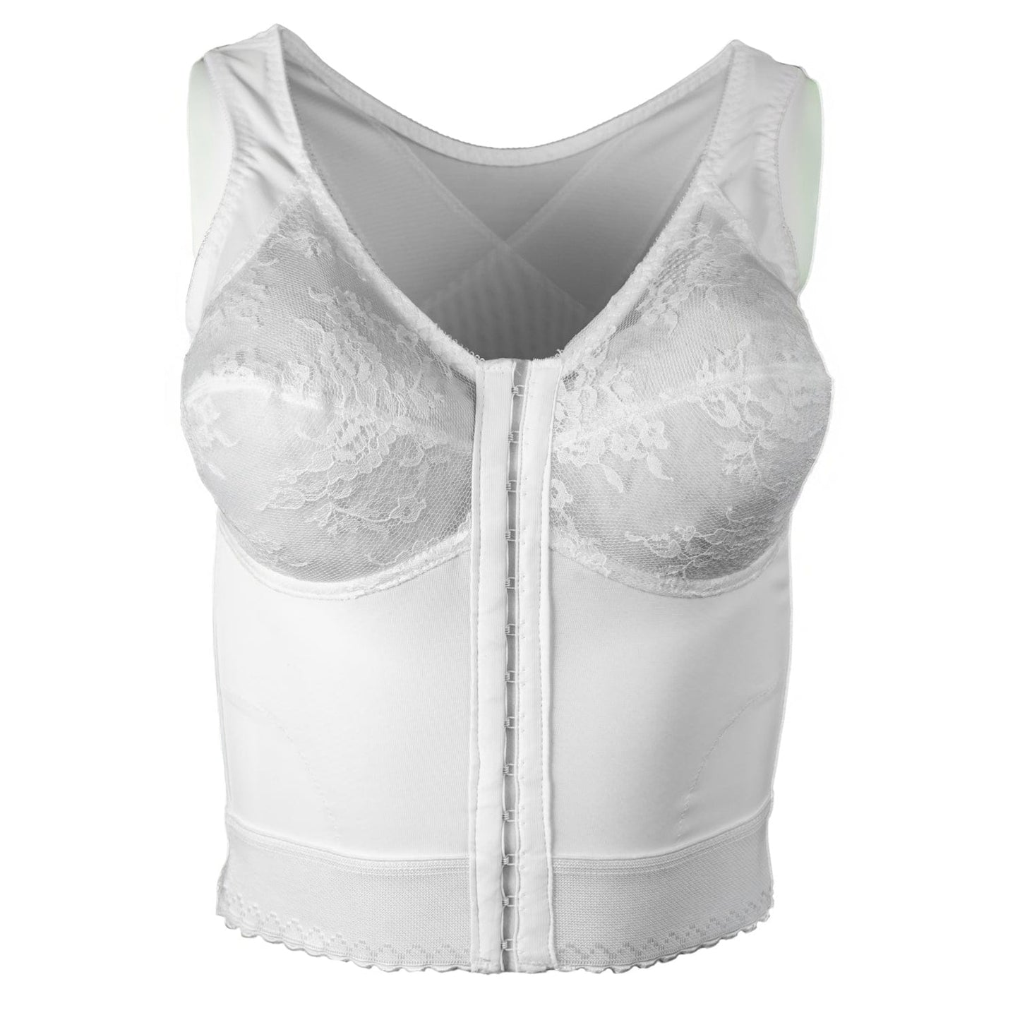 Style 9603 | Front Closure Back Support Long Line Bra - White