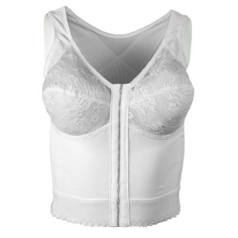 Style 9603 | Front Closure Back Support Long Line Bra - White