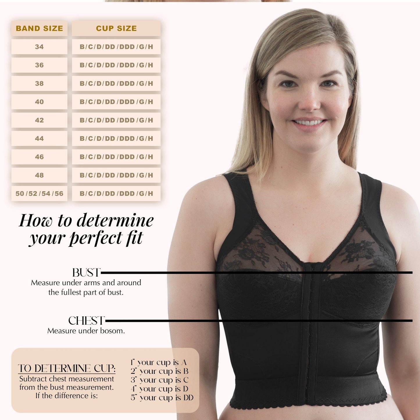 Style 9603 | Front Closure Back Support Long Line Bra - Black