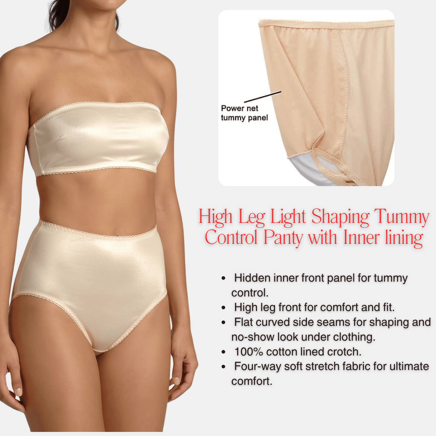 High Leg Light Shaping Tummy Control Panty with Inner lining | Style 510