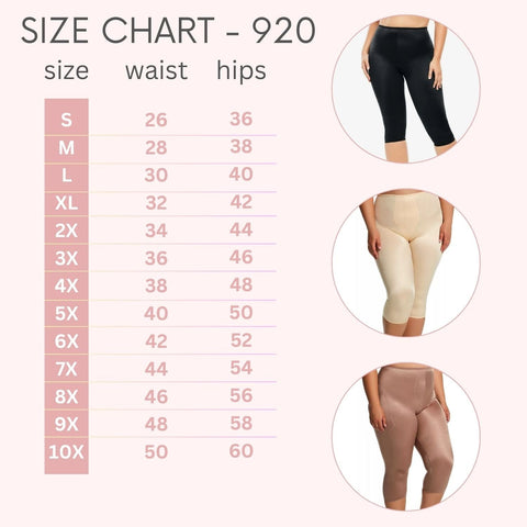 Style 920 | Capri Pant Liner Light Shaping | Satin 4-Way Stretch