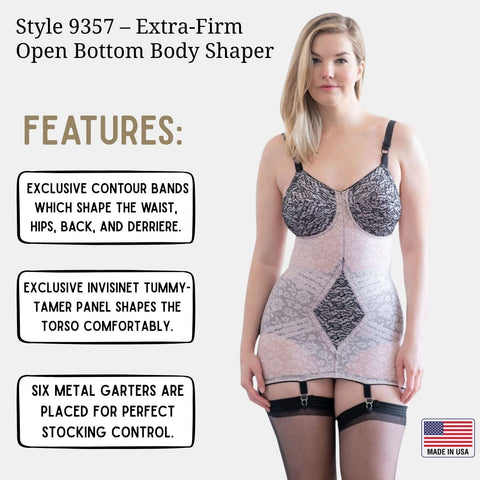 Style 9357 | Body Briefer Extra Firm Shaping  - Pink/Black