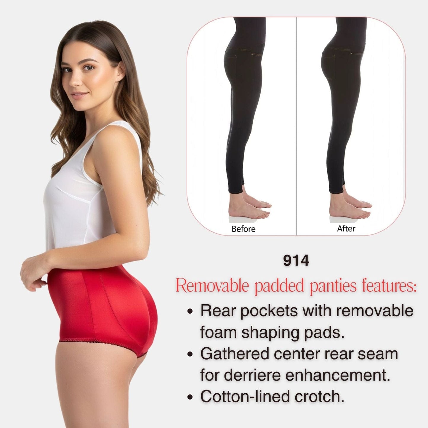 Padded Panty Brief Light Shaping (Removable Pads) | Style 914
