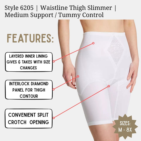 Style 6205 | Waistline Thigh Slimmer | Medium Support | Tummy Control