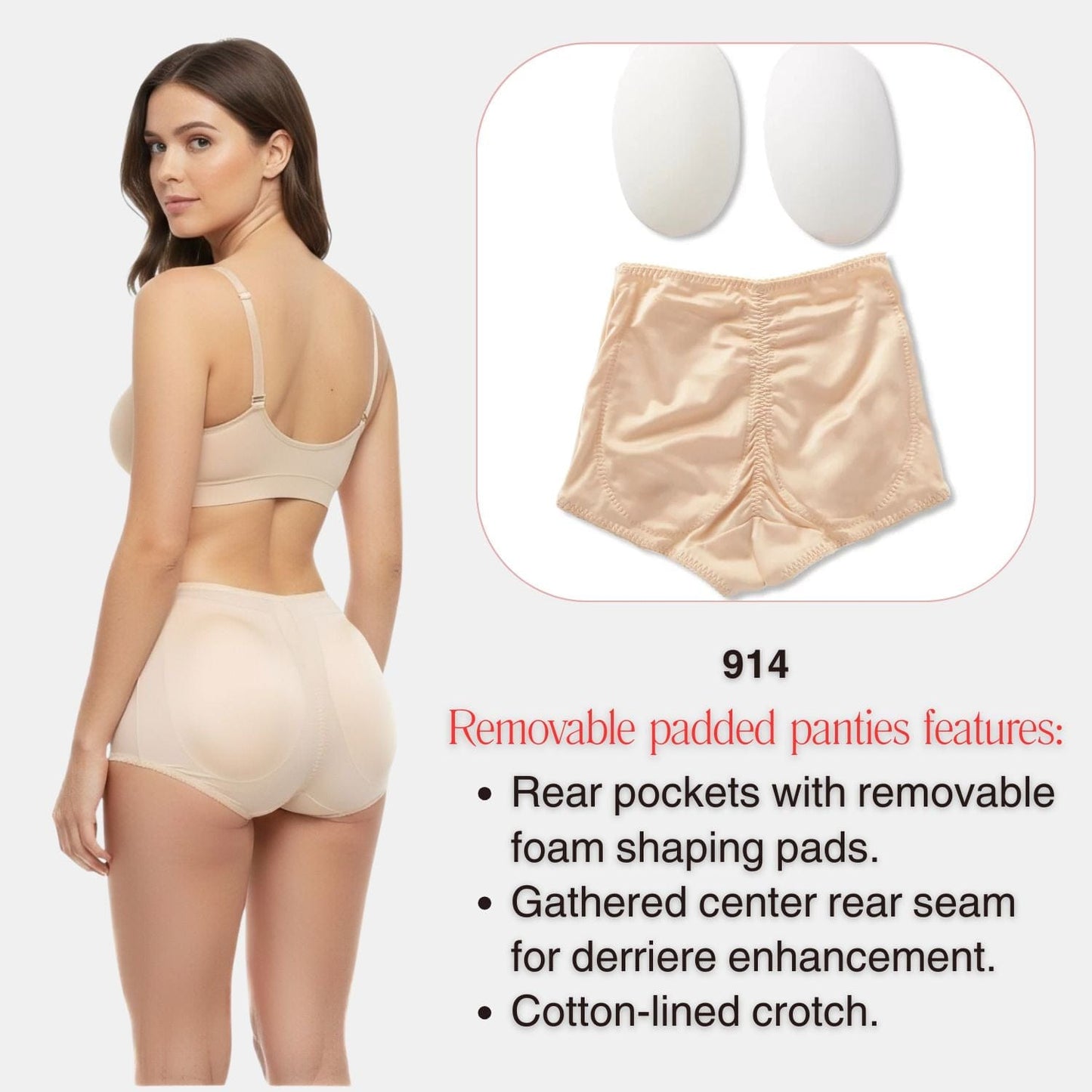 Padded Panty Brief Light Shaping (Removable Pads) | Style 914