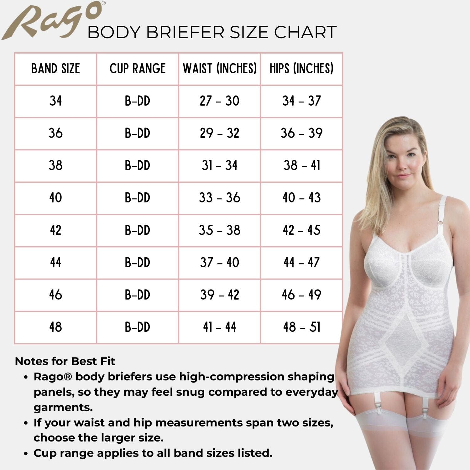 Rago Style 9357 White Lace Body Shaper Brief - Extra Firm