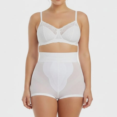 Style 6296 | High Waist Panty Brief with Tulip Front Panel | Memory Compression Fabric | Medium Support