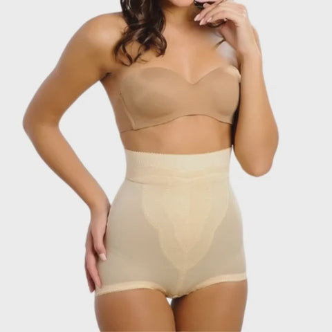 Style 6296 | High Waist Panty Brief with Tulip Front Panel | Memory Compression Fabric | Medium Support