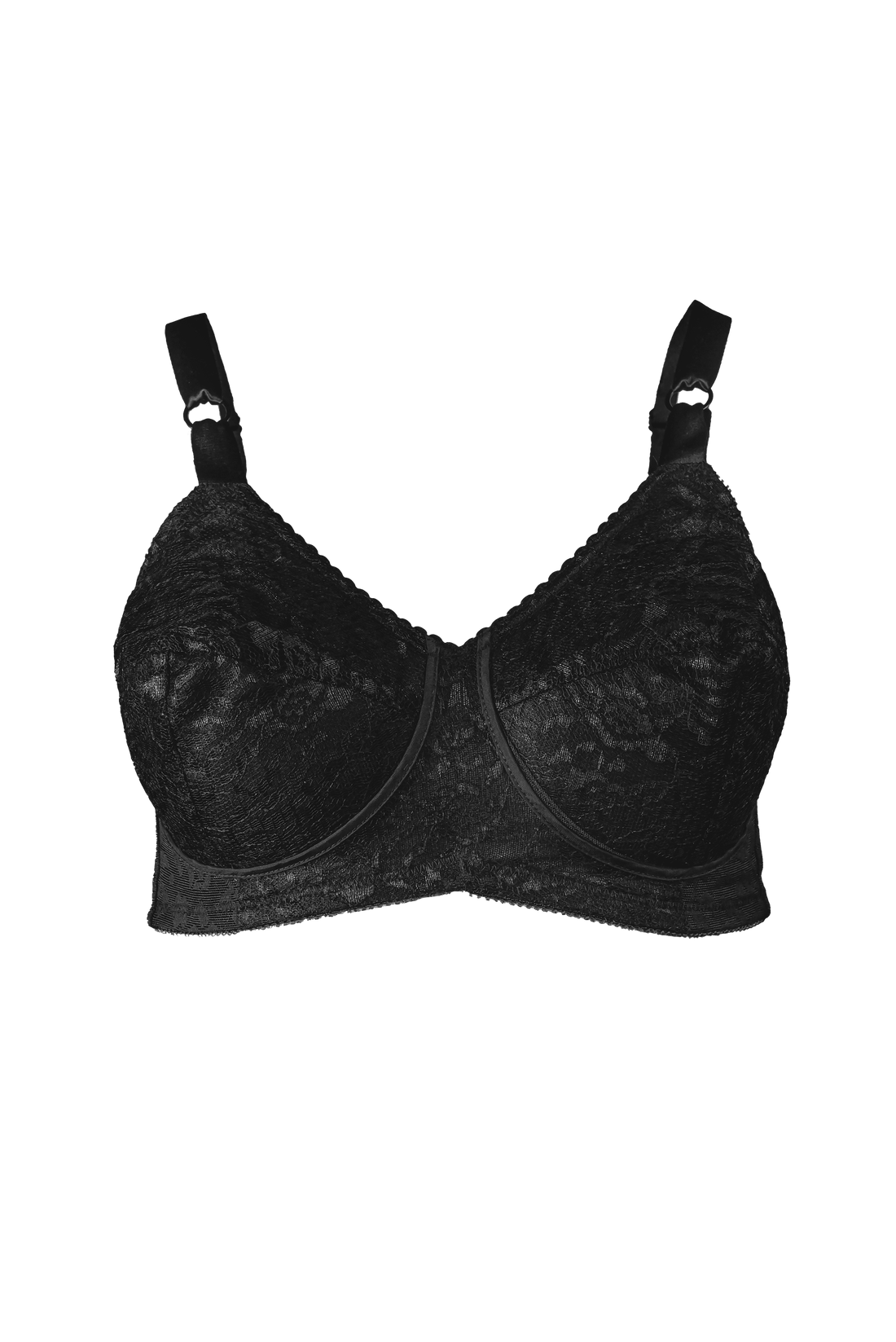 Black Satin and Lace Adjustable Cup Bra | Rago – Rago Shapewear