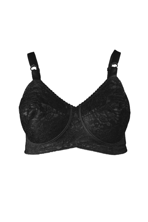 Black Satin and Lace Adjustable Cup Bra | Rago – Rago Shapewear