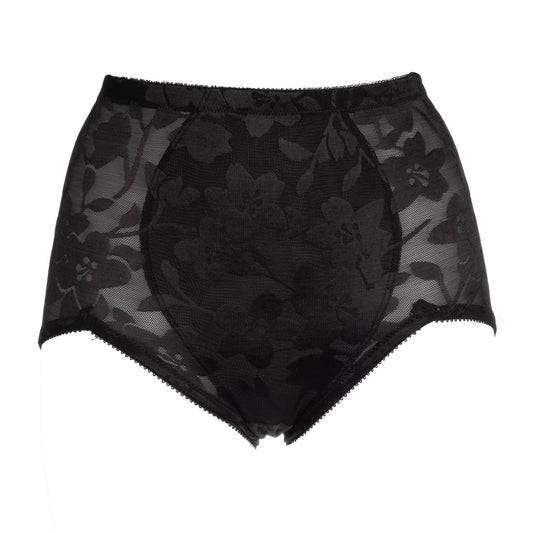 Women's Rago 919 Light Shaping V Leg Brief Panty with Lace (Black 2X) 