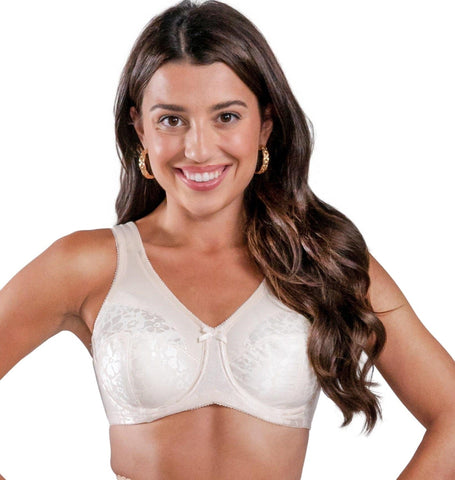 Elegant Moments 55084, Mesh cupless bra set with ruffle trim, underwire cups