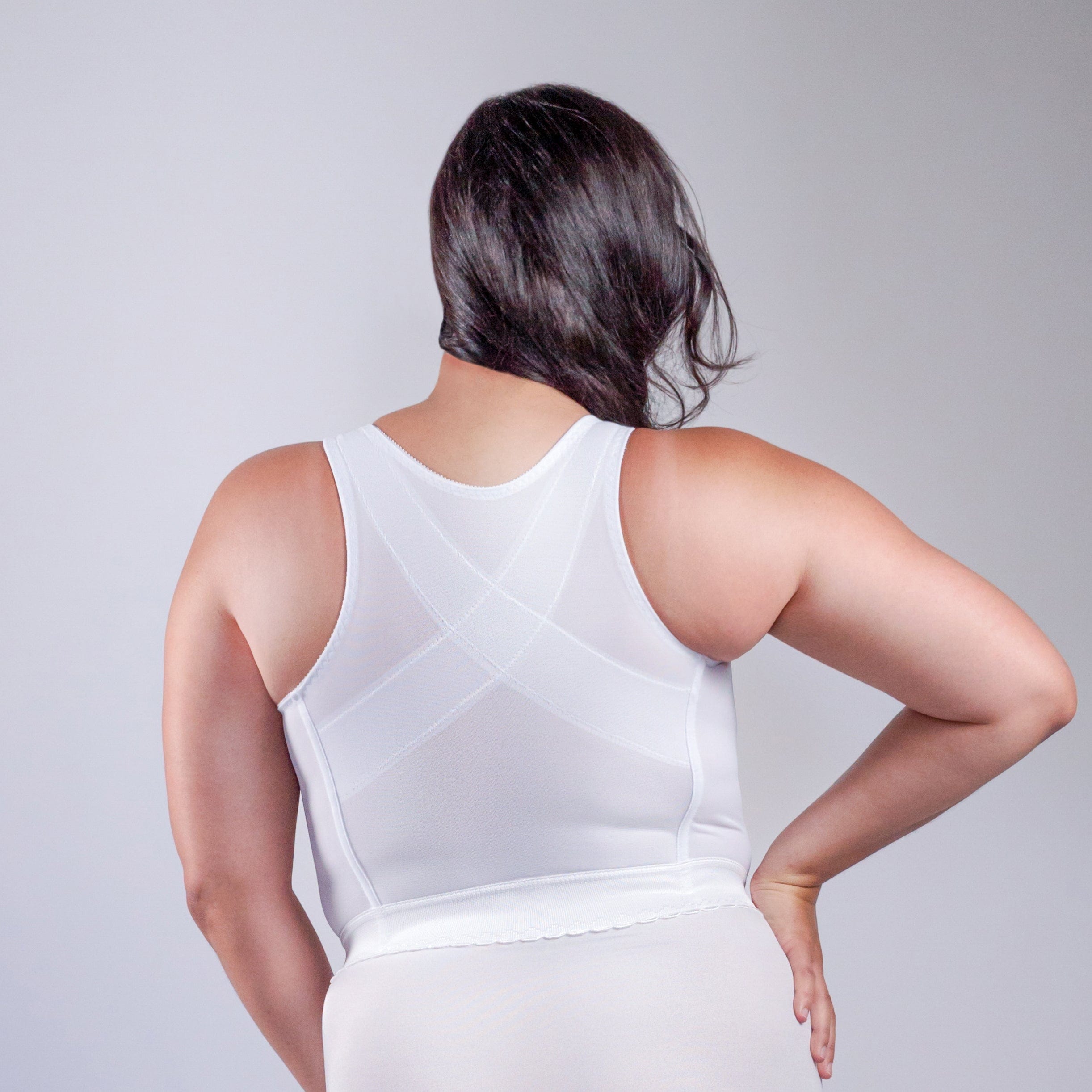 White Front Closure Long Line Bra With Back Support Rago Shapewear 